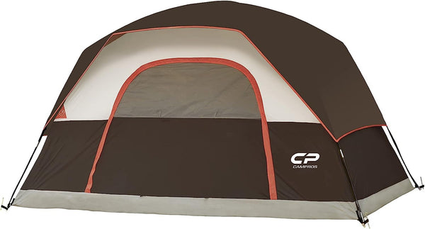 Campros CP 4 Person Waterproof Family Dome Camping Tent with Rainfly, Large Mesh Windows &amp; Wider Door