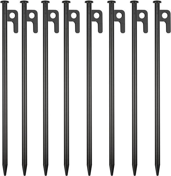 RIY Tent Stakes Heavy Duty 12 inch Steel Tent Pegs - 8 Packs