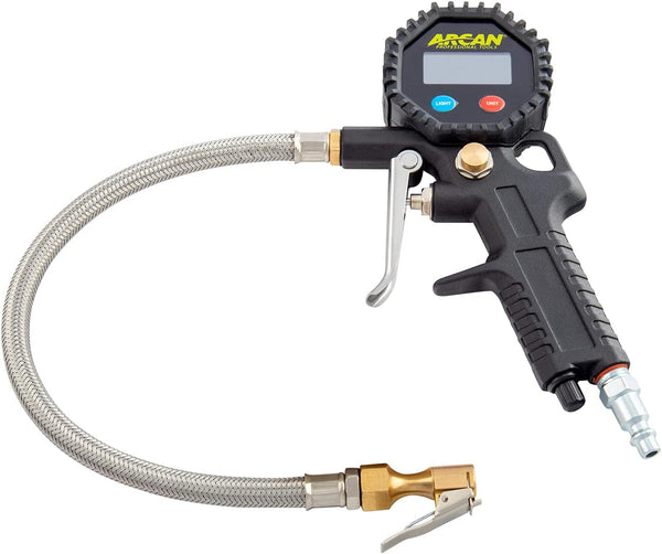 Arcan Professional Tools Digital Tire Inflator and Gauge with Valve Core Remover - 3-200 PSI