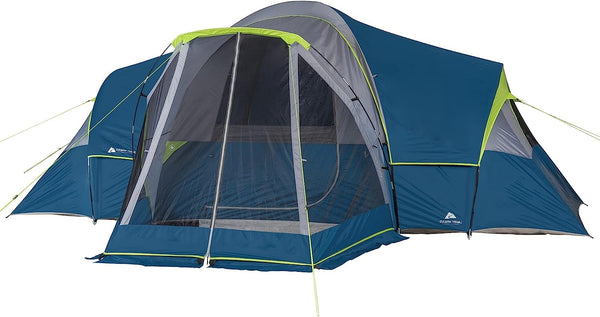 Dome Tent Ozark Trail 10-Person Family Dome Camping Tent with 3 Rooms and Screen Porch