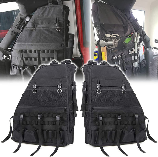 Roll Bar Storage Bag Cargo Cage with Multi-Pockets Organizers Saddlebag Tool Kits Holder Bags Compatible with Jeep Wrangler