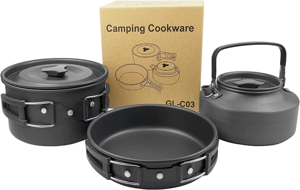 AiGear Portable Camping Aluminum Cooking Set with Storage Bag