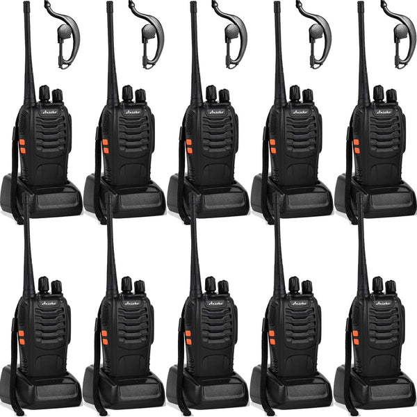 Ansoko 10 Pack Long Range Rechargeable Two Way Radio 16-Channel UHF with Earpiece