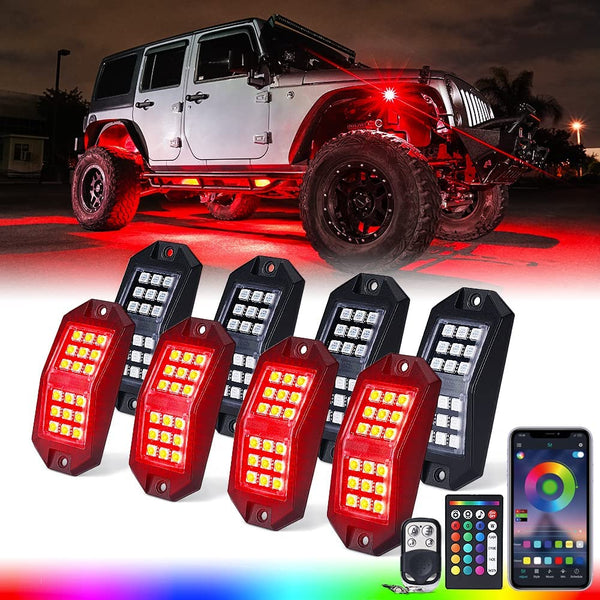 Xprite Wide Angle RGB LED Rock Light Kit - Bluetooth Enabled