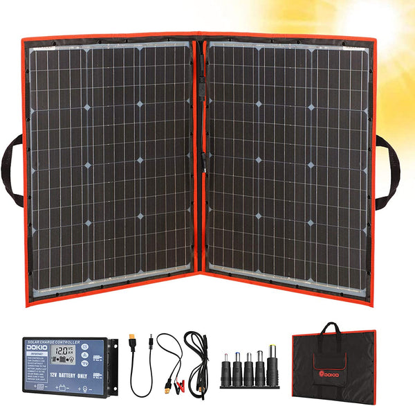 DOKIO 110w 18v Portable Foldable Solar Panel Kit  - Power Station and  Solar Charger With Controller