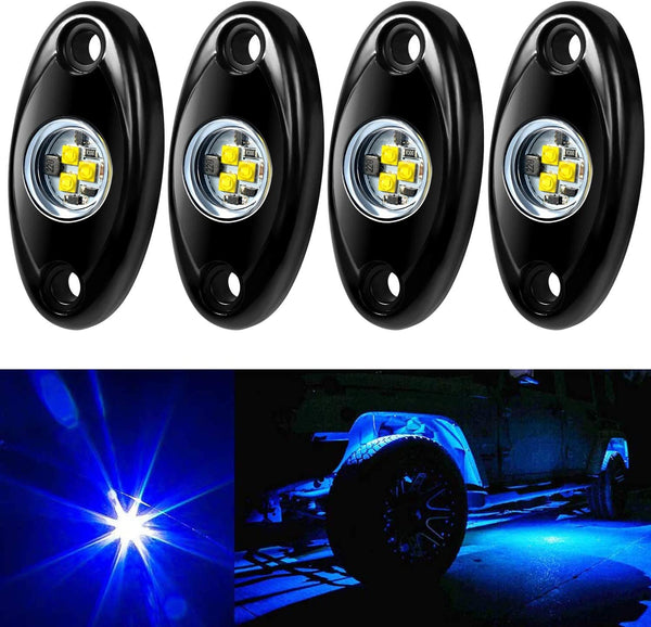 Aukmak 4 Pods LED Rock Light Kit for Jeeps, ATVs &amp; SUVs - Off Road Ready