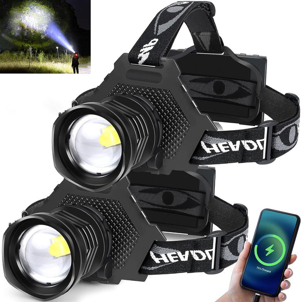 Aikertec Rechargeable LED Headlamp with 5 Lighting Modes - 100000 Lumens