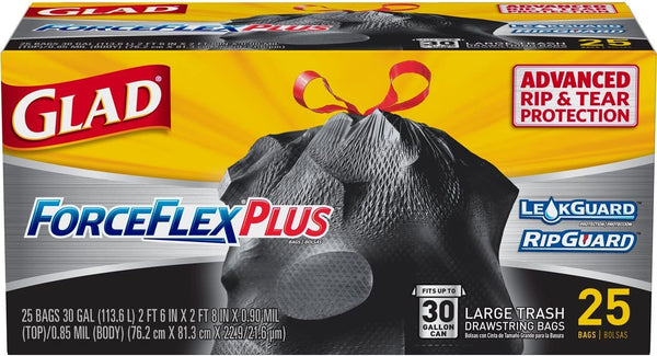 Glad ForceFlexPlus XL Bags - 25 Count Each (Pack of 6)