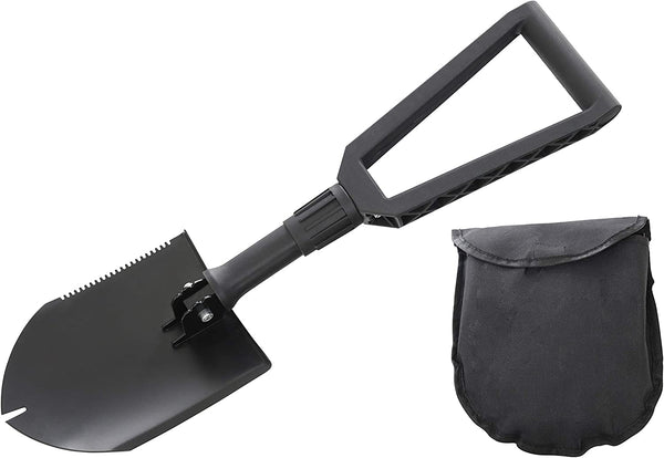 Overland Vehicle Systems Multi Functional Compact Military Style Utility Shovel with Nylon Carrying Case