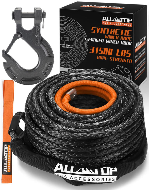 All-Top Synthetic Winch Rope Cable Kit - 35000 Lbs. Load Capacity