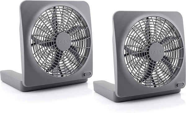 O2 Cool 10" Treva Battery Powered Fan with USB Power Port &amp; AC Adapter