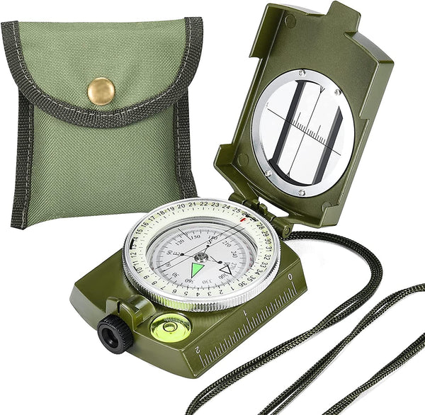 Military Lensatic Sighting Compass Survival with Carrying Bag