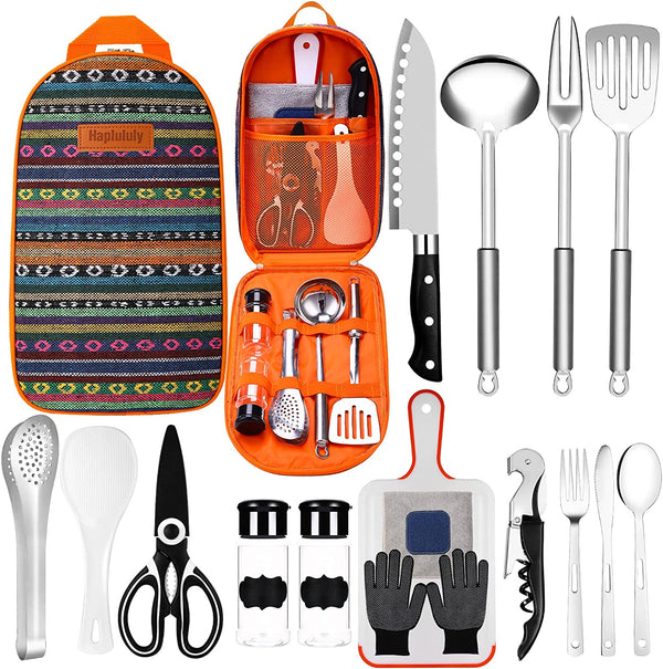 Camping Kitchen Equipment Camping Cooking Utensils Set Portable Picnic Cookware Bag Campfire Barbecue Appliances Essential