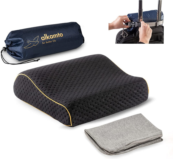 Alkamto Travel &amp; Camping Comfortable Memory Foam Pillow with Extra Cotton Cover