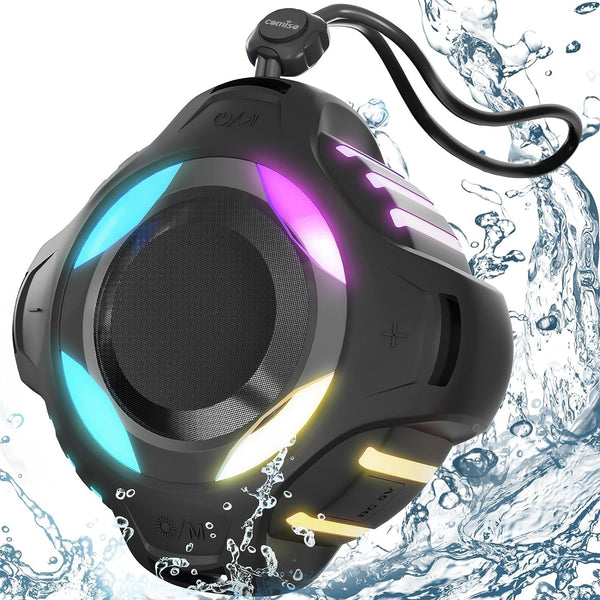 Comiso IPX7 Waterproof Bluetooth Shower Speaker IPX7 with Multi-Color Light