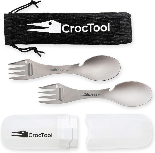 CrocTool Spork Ultra Lightweight and Strong 5 in 1 Camping Utensil Set