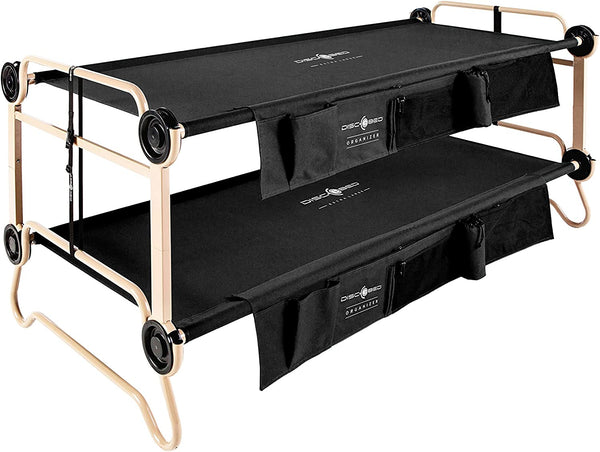 Disc-O-Bed Large Portable Bunk Bed with 2 Organizers and 2 Carry Bags