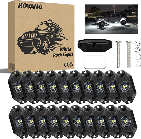 Hovano LED White 20 Pod 6000K Waterproof Rock Light Kit