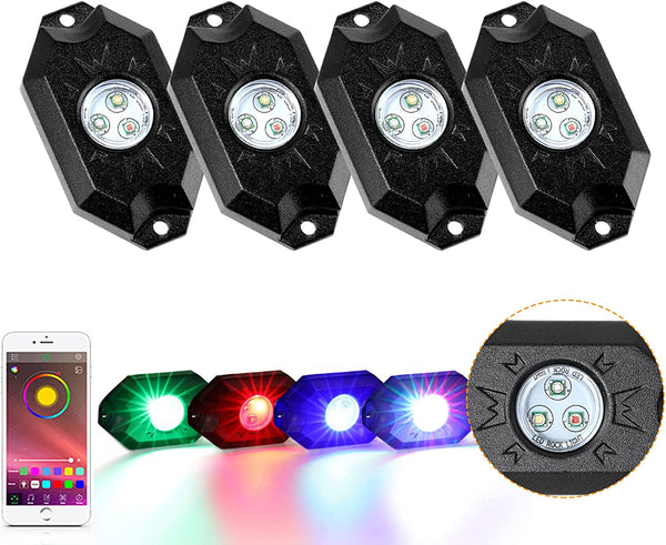 Auxbeam 8 Pod Multicolor RGB Rock Light Kit - Jeep Compatible