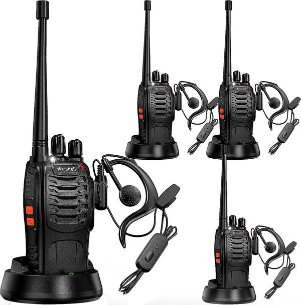 Arcshell 4 Pack Rechargeable Long Range Two-Way Radios with Earpiece