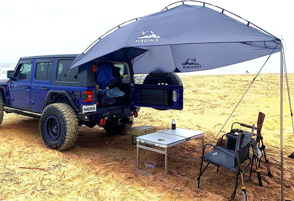 Hasika Light Weight Versatility Teardrop Awning for SUV RVing, Car Camping and Trailer