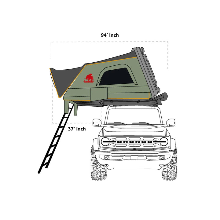 Go Mammut Bison XL Large 3-4 Person Lighted Soft Shell Roof Top Tent