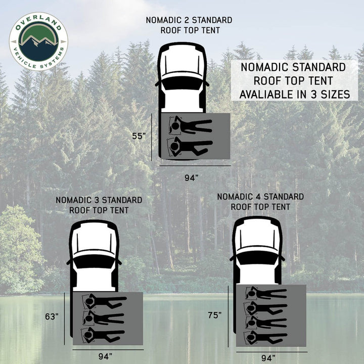 Overland Vehicle Systems Nomadic 2 Standard - Soft Shell Roof Top Tent