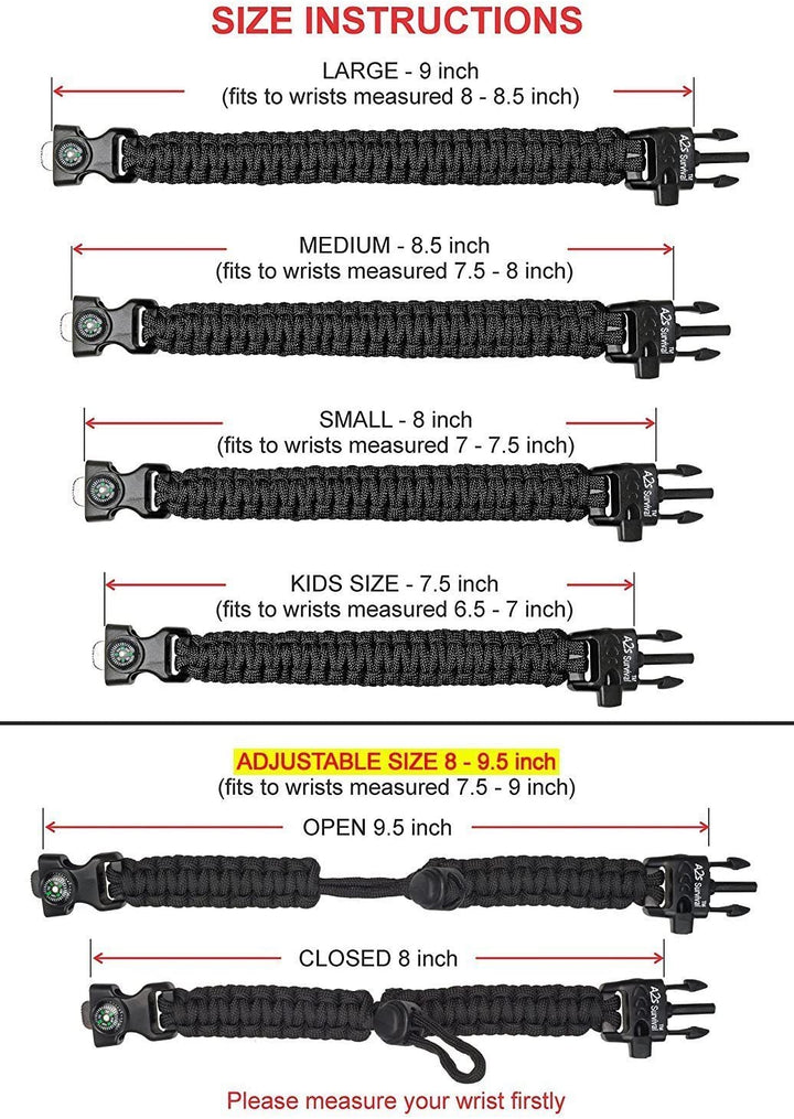 Paracord K2 Peak - Survival Bracelet Multitool - Fire Starter, Fire Scraper, Compass & Whistle