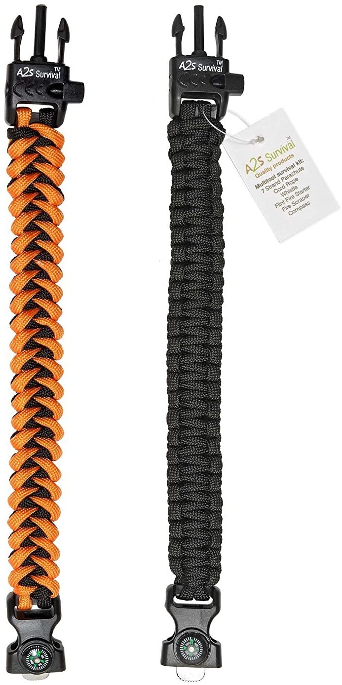 Paracord K2 Peak - Survival Bracelet Multitool - Fire Starter, Fire Scraper, Compass & Whistle