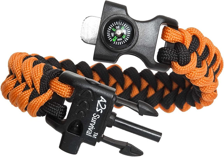 Paracord K2 Peak - Survival Bracelet Multitool - Fire Starter, Fire Scraper, Compass & Whistle