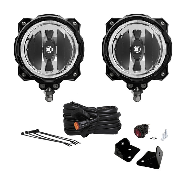 6" Pro6 Gravity® LED - Pillar Mount - 2-Light System - 20W Spot Beam - for 07-18 Jeep JK