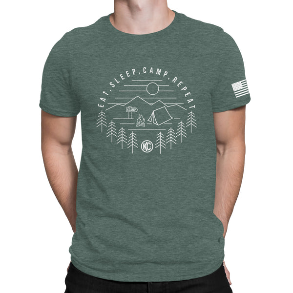 KC Eat Sleep  Camp Repeat Tee Shirt - Pine - Small