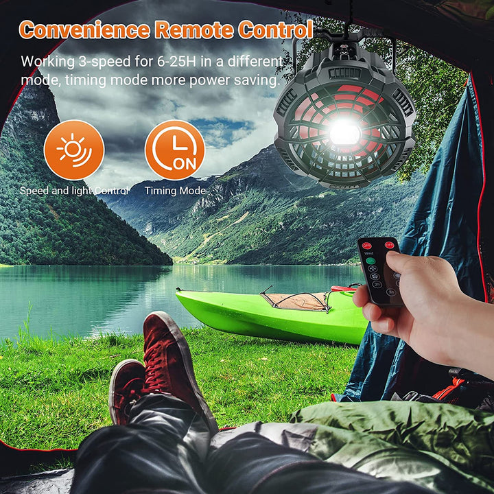 Supology 3-in-1 Compact Portable Camping Tent Fan, Lantern & Power Bank